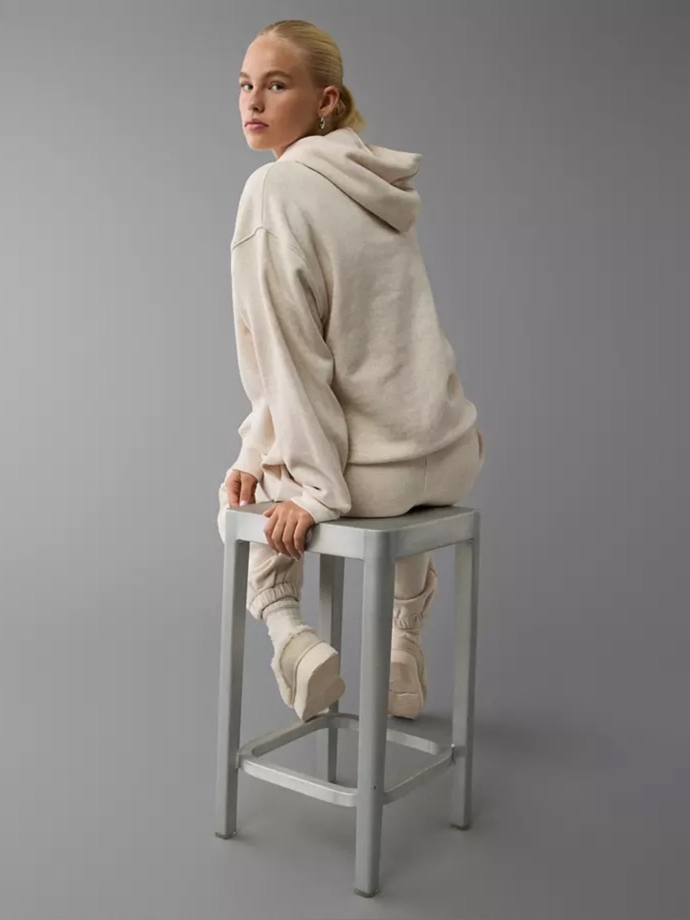 Cozy Cream Tan American Eagle Hooded Sweatshirt
